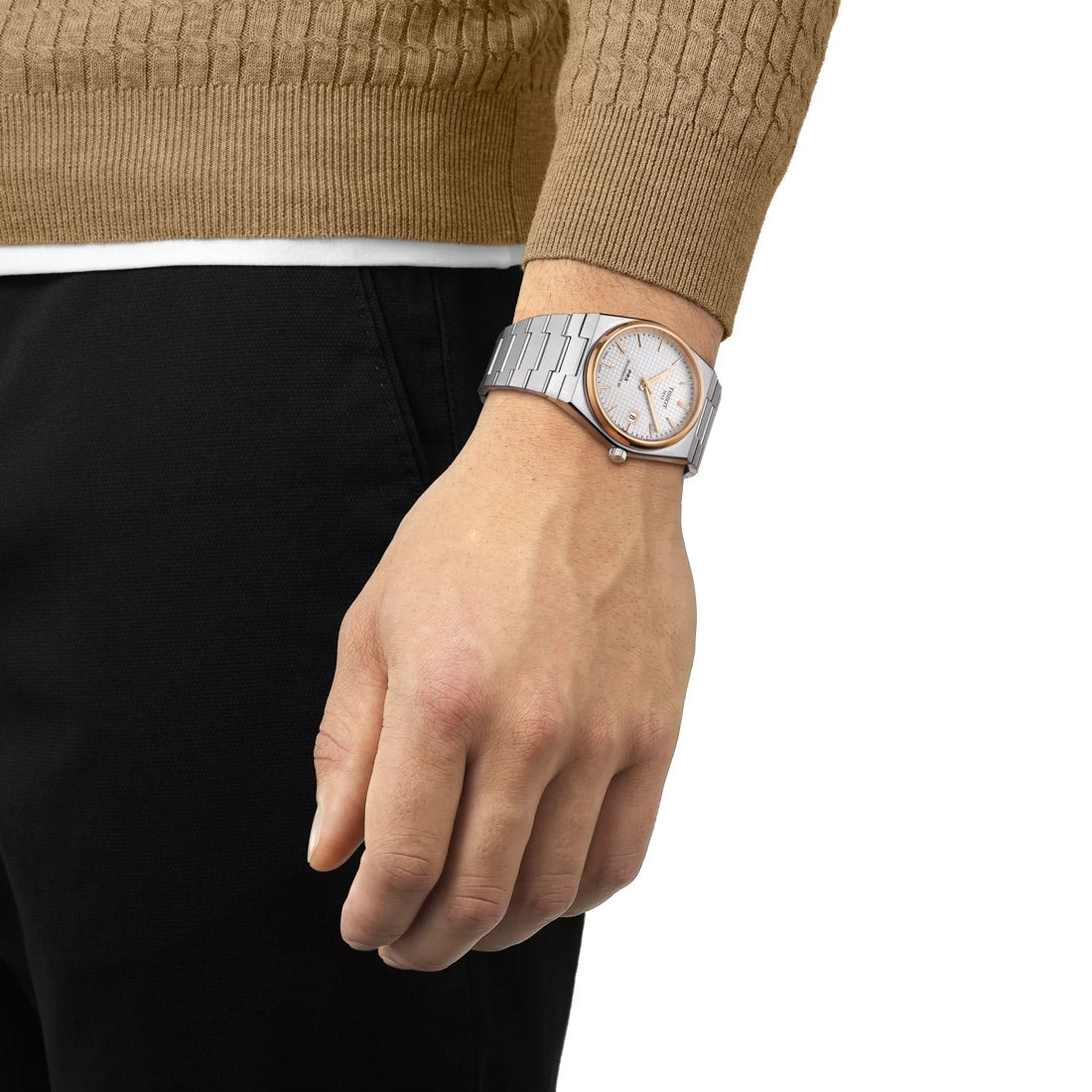 Tissot PRX Textured Silver & Rose Gold 40 mm