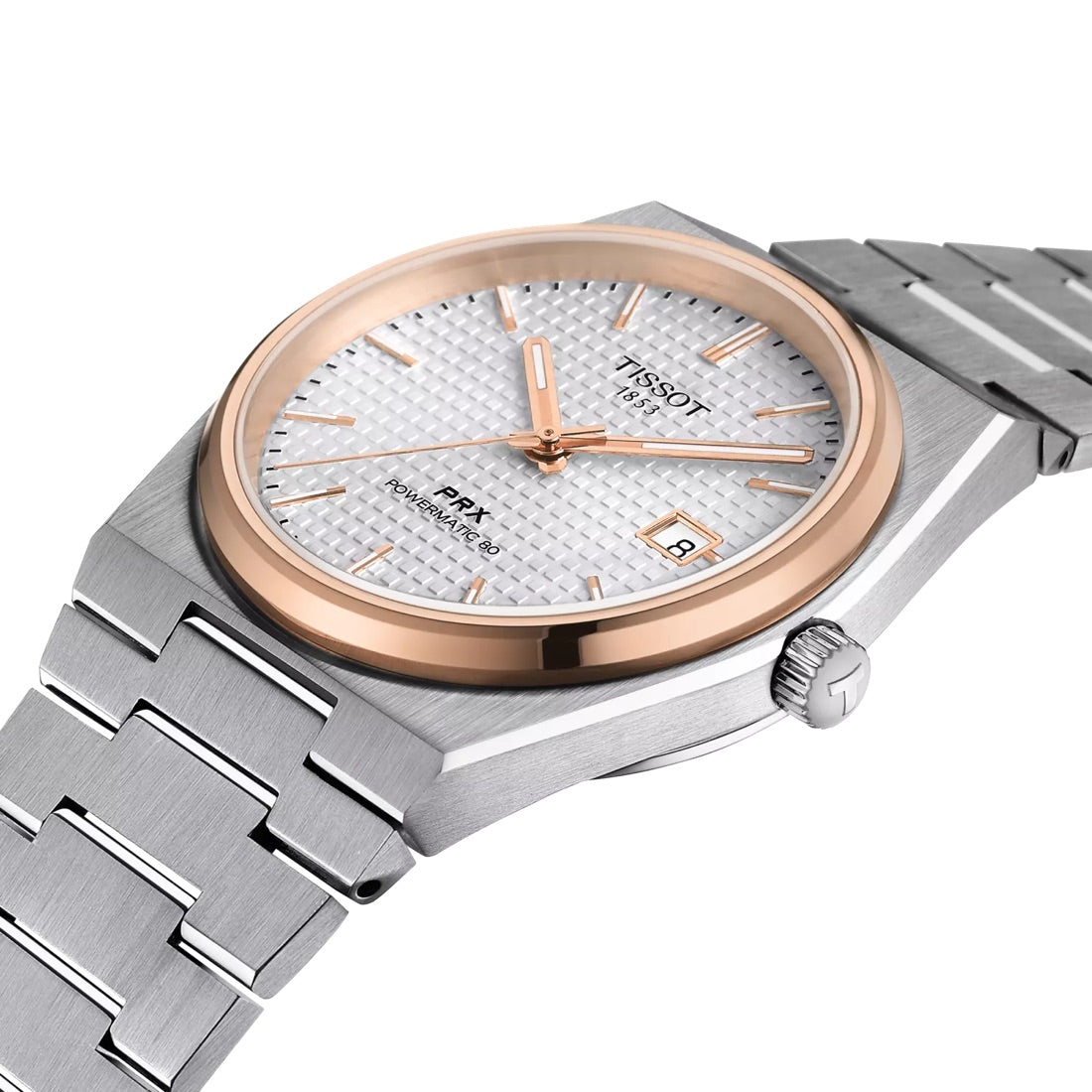 Tissot PRX Textured Silver & Rose Gold 40 mm