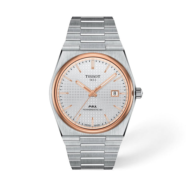 Tissot PRX Textured Silver & Rose Gold 40 mm